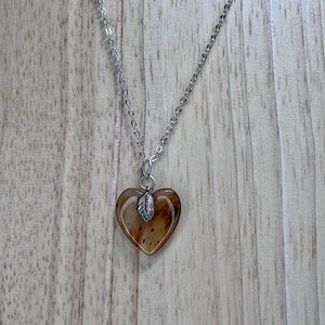 Stone heart charm necklace